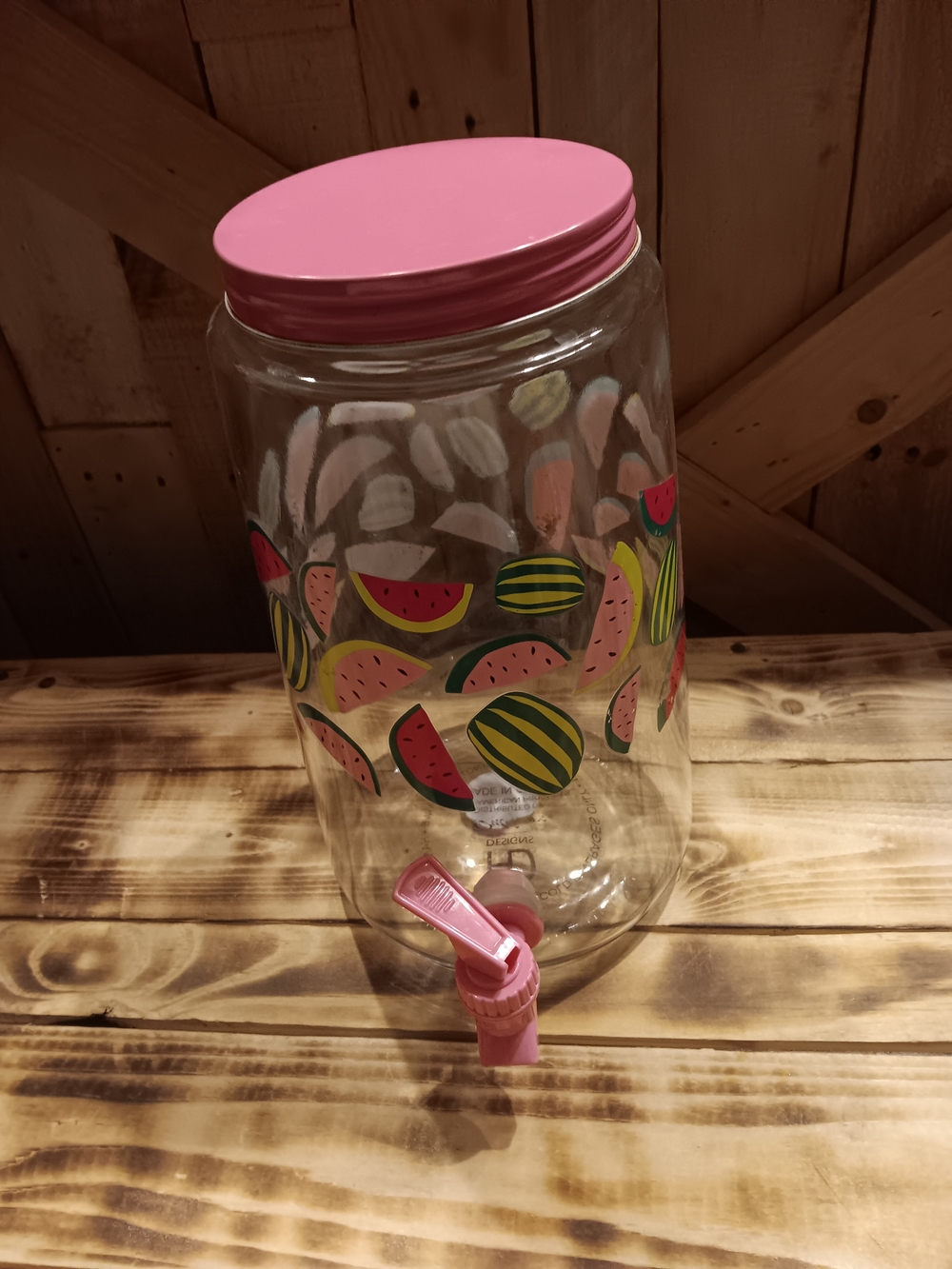 Watermelon Print Glass Beverage Dispenser